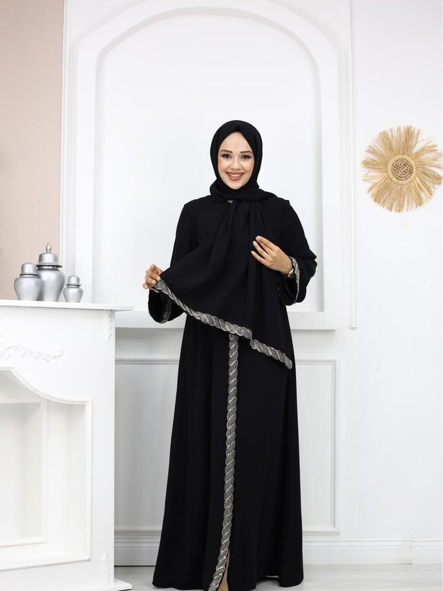 Lavinia Butik Ferace Abaya Uzun Tesetür Elbise