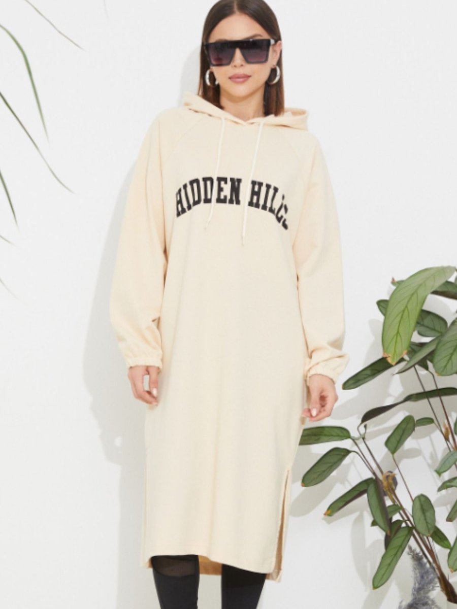 Nrealclothing Kapüşonlu Baskılı Tunik Sweatshirt