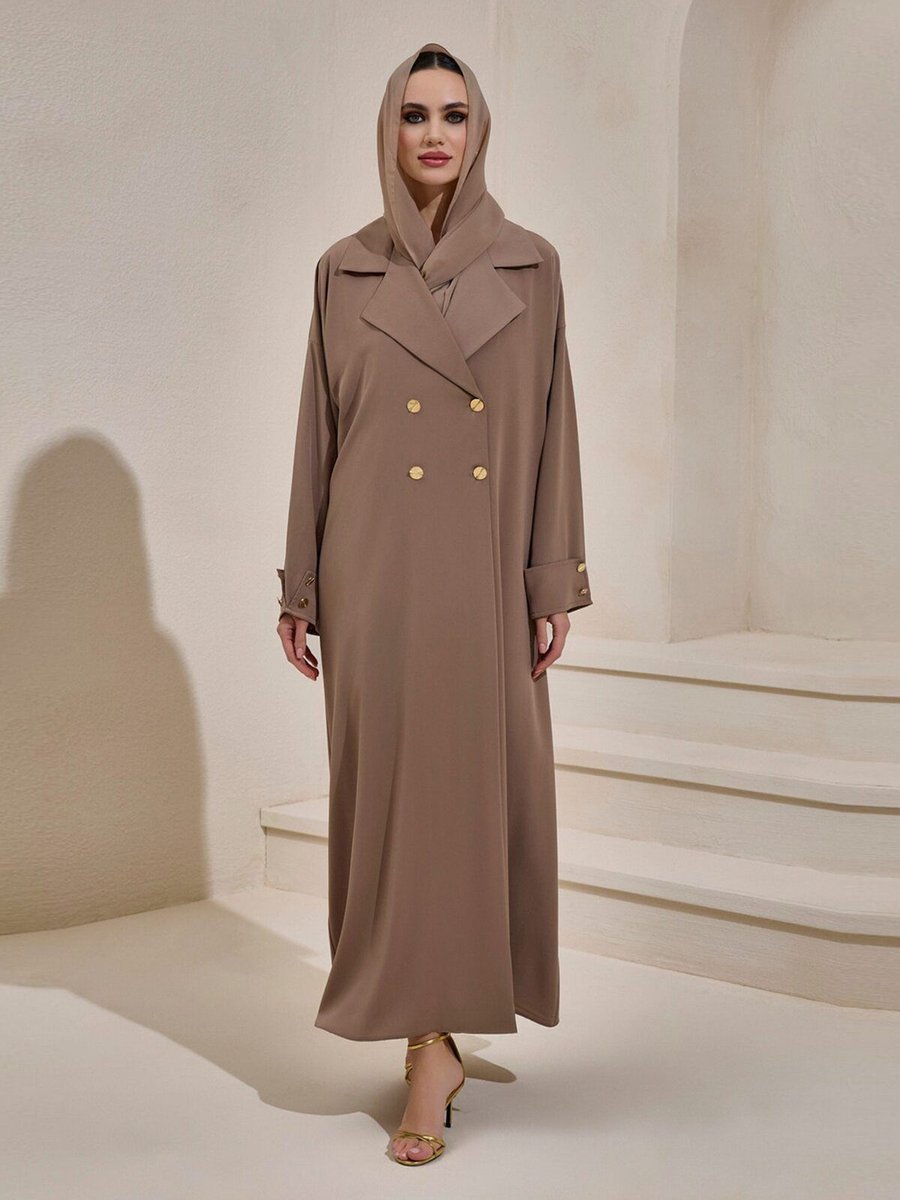Al Sheıkha Crepe Trench Abaya Açık Kahve Al Sheıkha