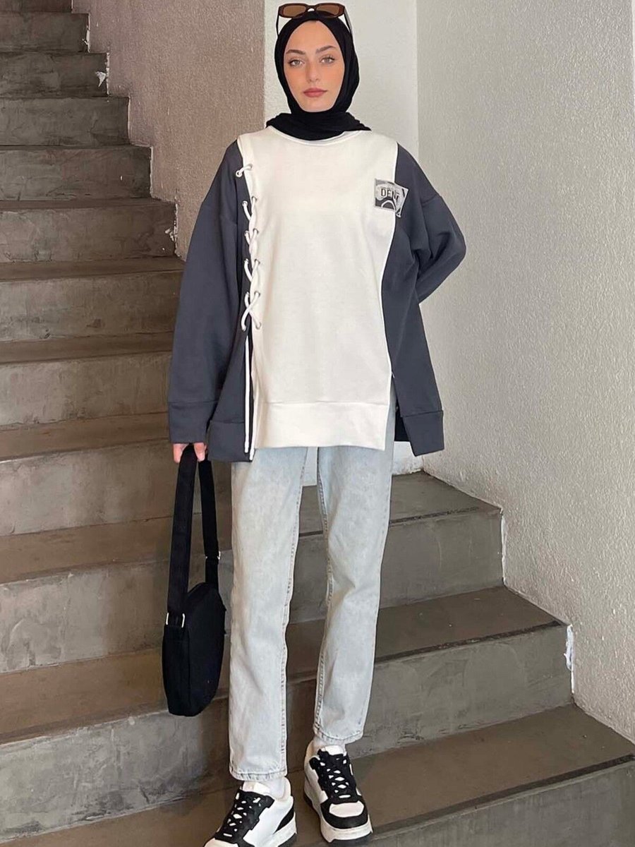 Lamelif Bağcık Detaylı Tasarım Sweatshirt