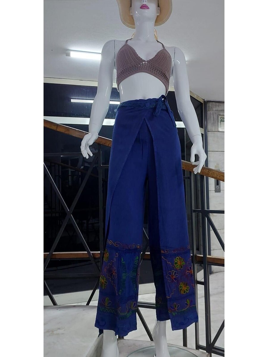 EREN STYLE Mor Otantik Nakış İşlemeli Harem Şalvar Bulmaca Pantolon