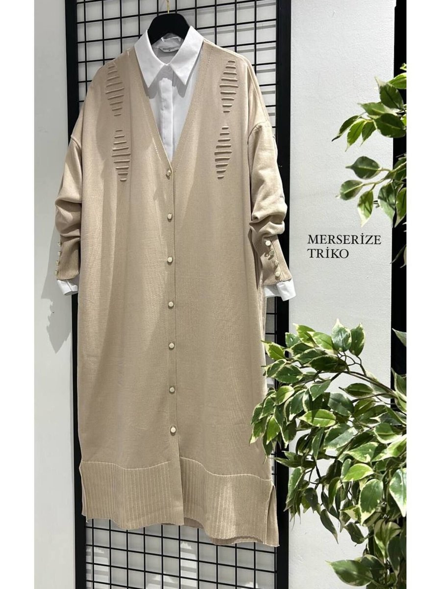 Meryemce Butik Soğuk İp Merserize Hırka Standart Beden (38 Uyumlu)