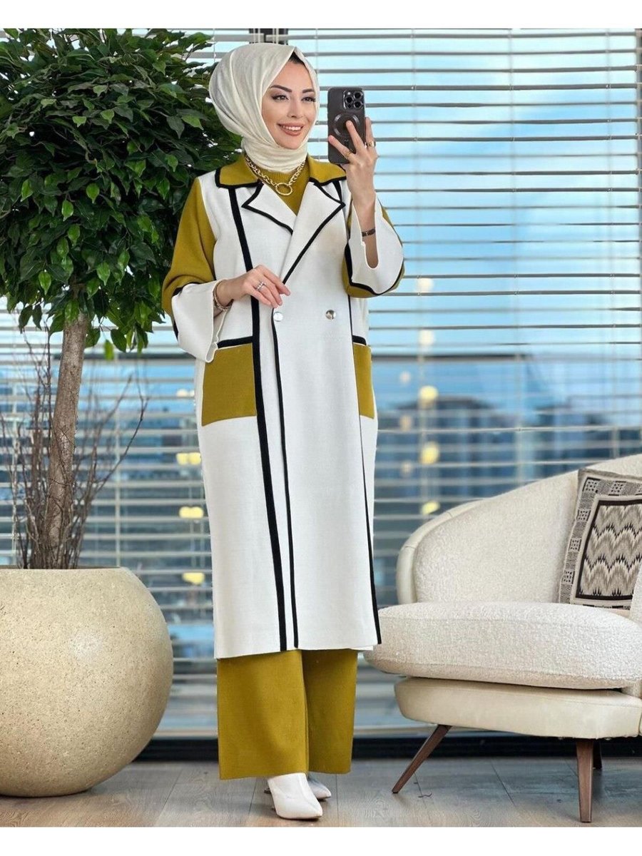Uysal Üçlü Hırkalı Triko Takım Hardal