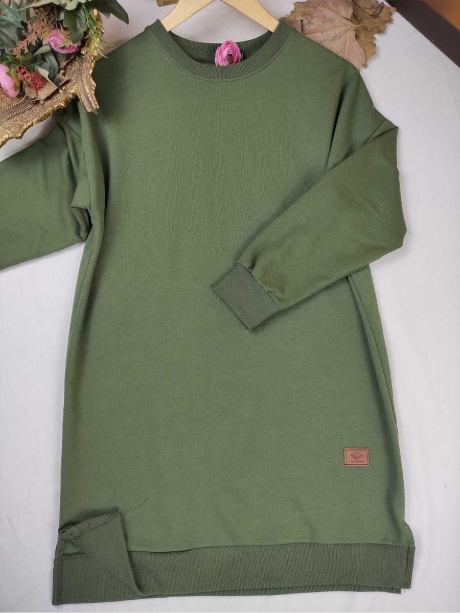 Almina İki İplik Pamuk Penye Tesettür Tunik Sweatshirt