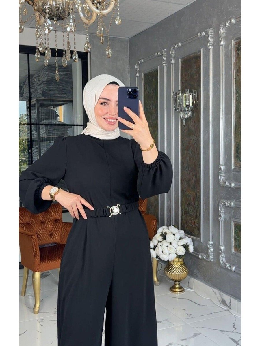 Zümra Tesettür Moda Mila Tulum Siyah Beden