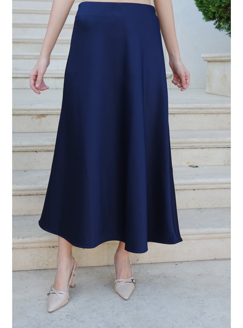 Locco Moda Lacivert Kiloş Saten Etek
