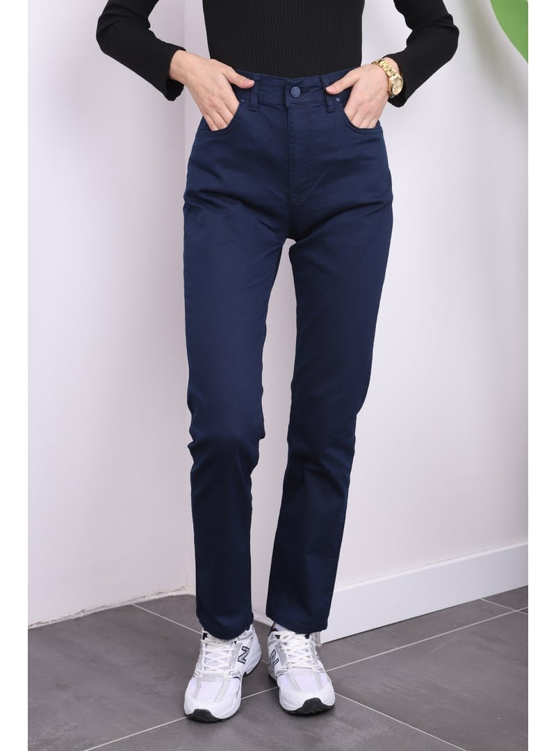 İmaj Butik Lacivert Cepli Keten Pantolon
