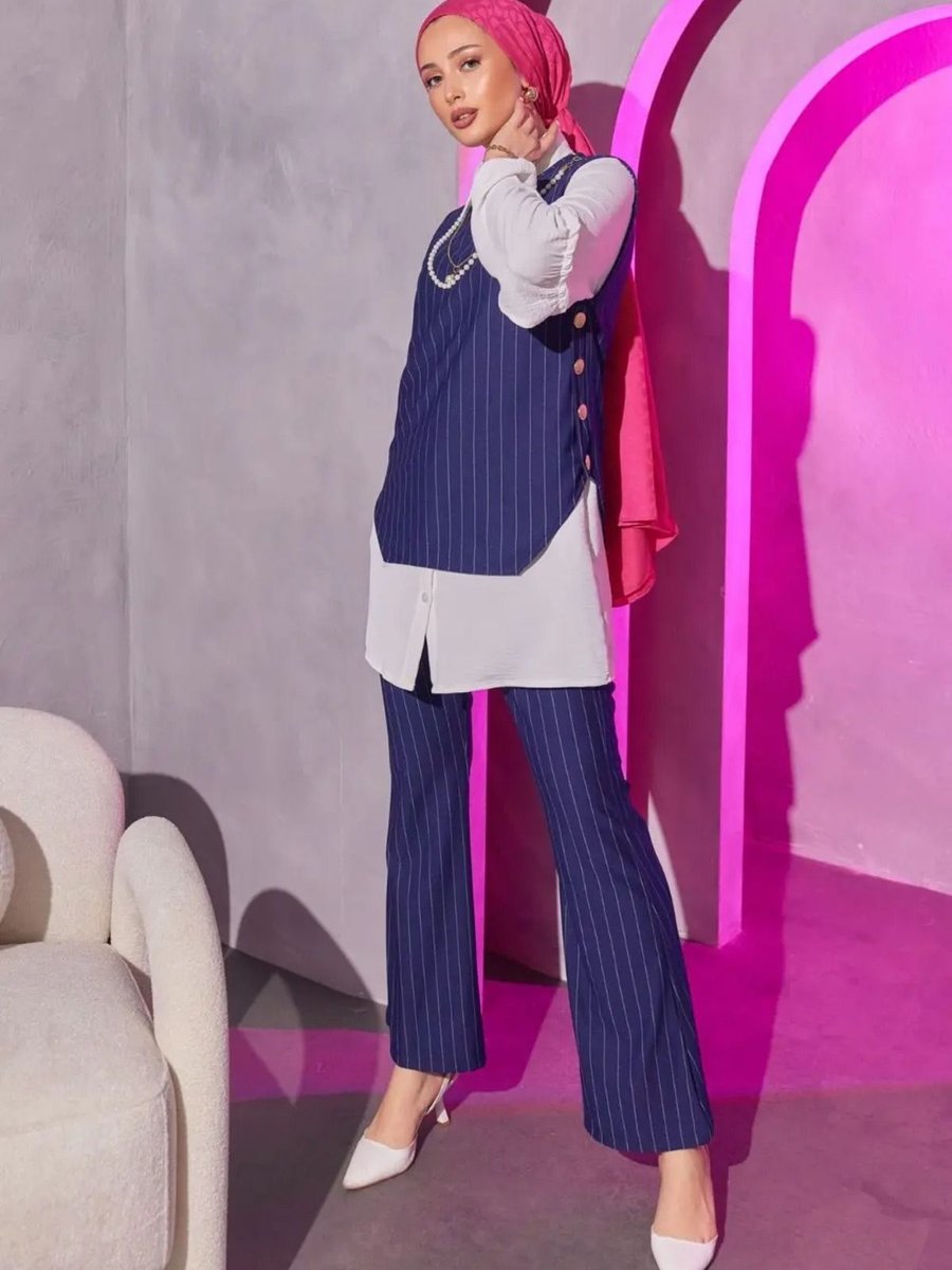 Mec Fashion Üçlü Çizgili Takım