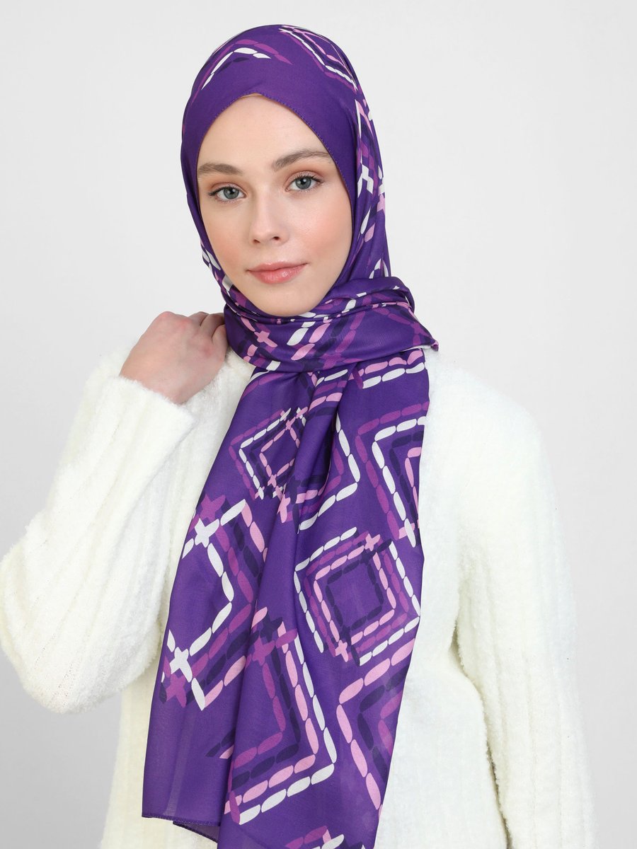Miray Eflatun Shantuq Soft Şal Küp Desen