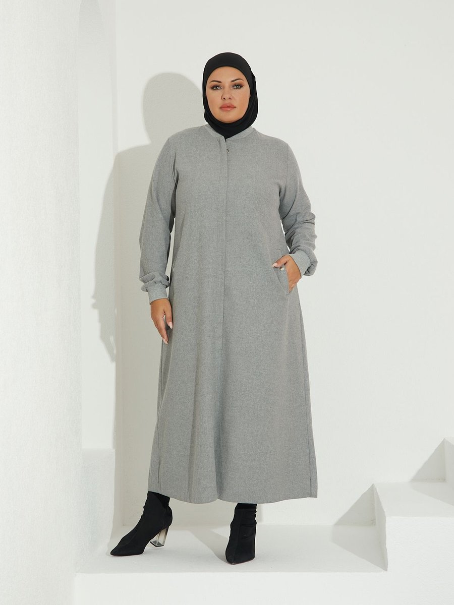 Oktayusta Collection Mevsimlik Oduncu Tam Boy Gizli Patlı Fermuarlı Ferace