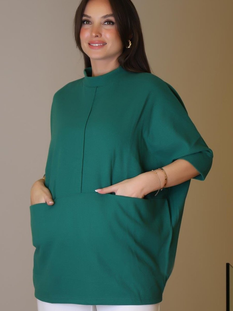 Ind Bebe Plus 25k Zümrüt Yarım Kollu Cepli Tunik