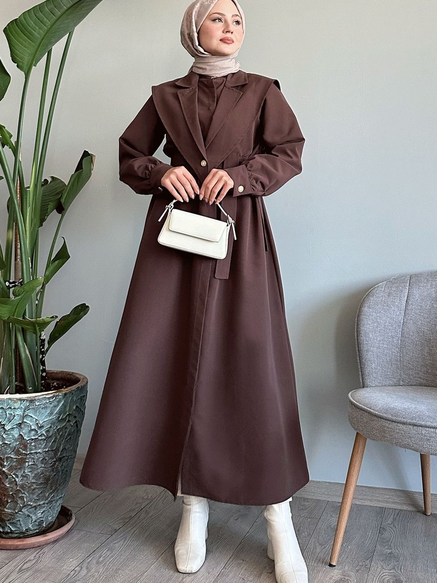 Instyle Bolerolu Kemerli Acı Kahve Trençkot
