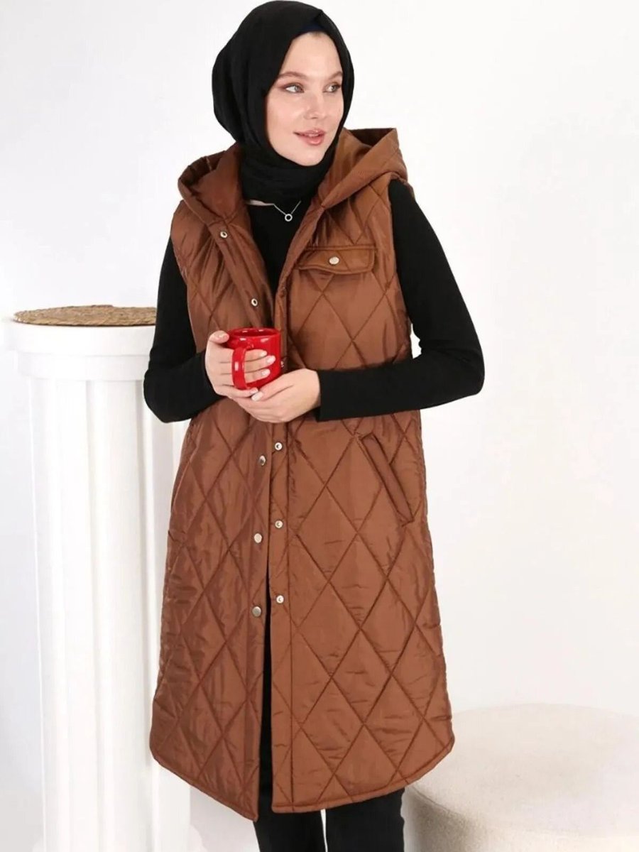 Exxitcollection Uzun Cep Detayı Kapitone Şişme Yelek