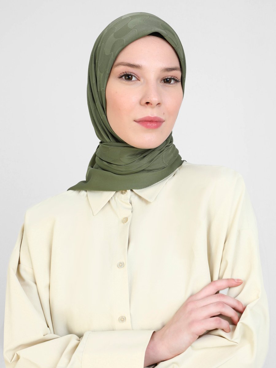 Balse Eşarp Haki Jakarlı Eşarp Rosıe