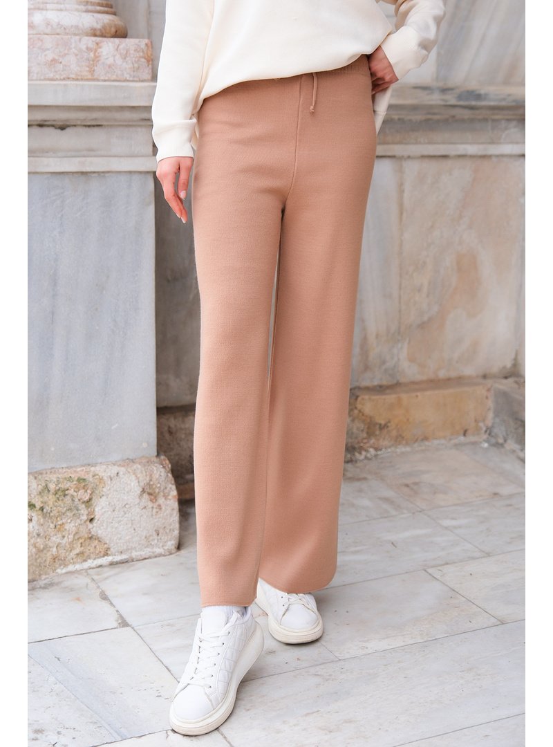 Locco Moda Vizon Bağcıklı Triko Pantolon