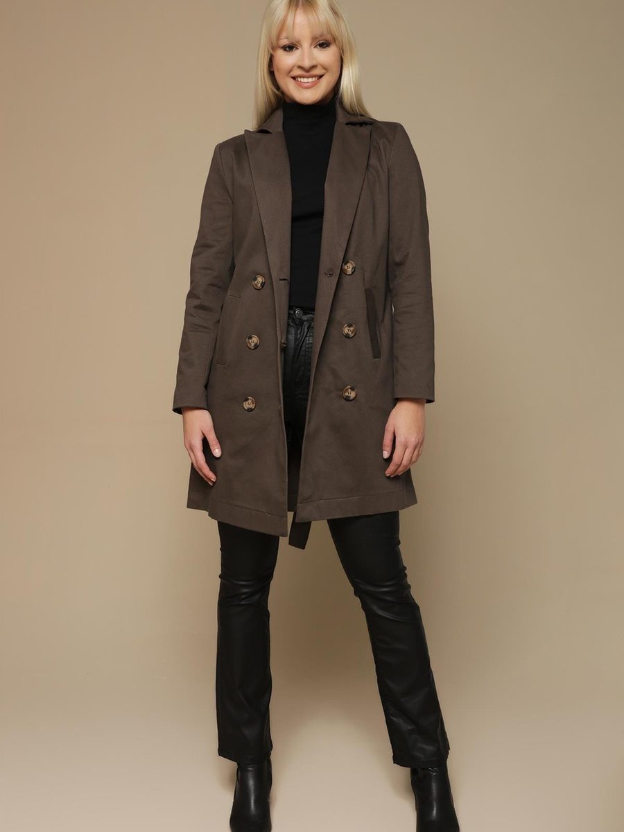 Select Moda Brown Düğmeli Kuşaklı Ceket