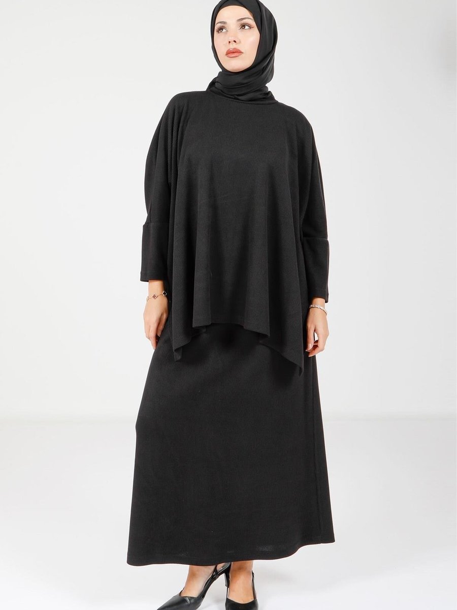 Beyza Siyah Triko Etek Tunik