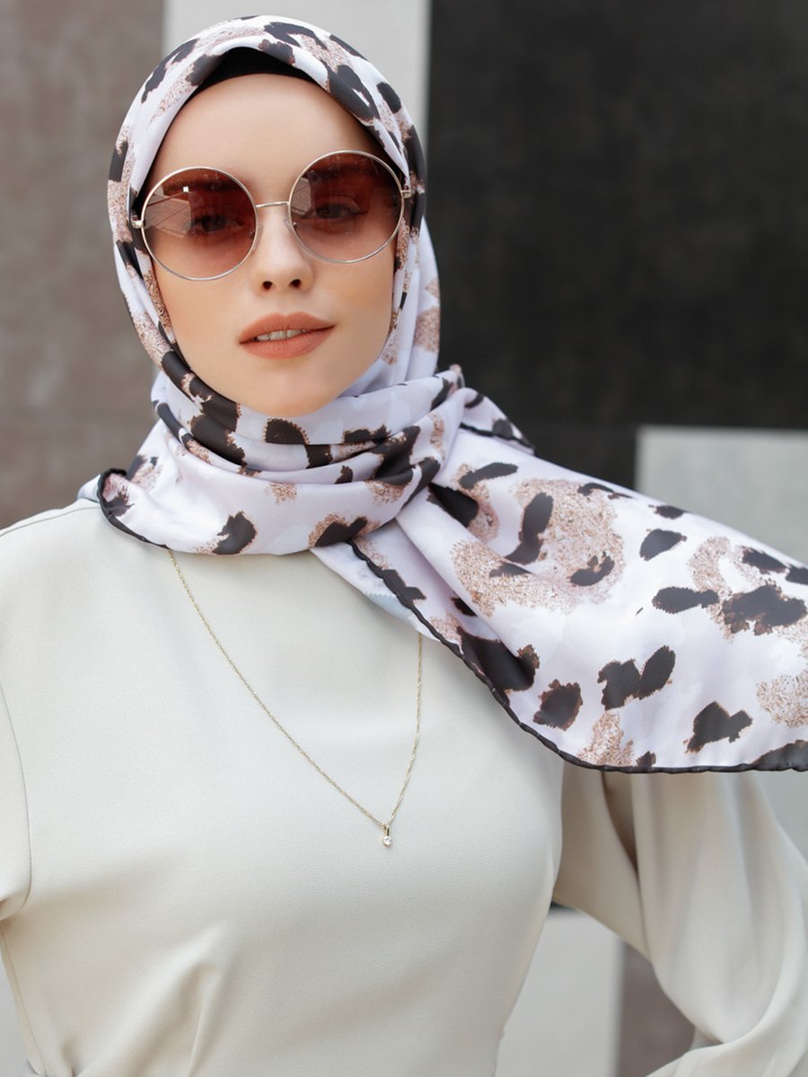 Şalevi Şal Evi Leopar Twill Eşarp Renkli