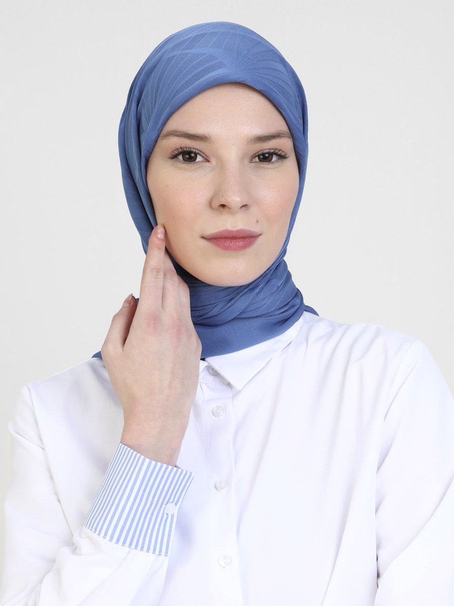 Balse Eşarp Kot Mavi Jakarlı Eşarp Ella