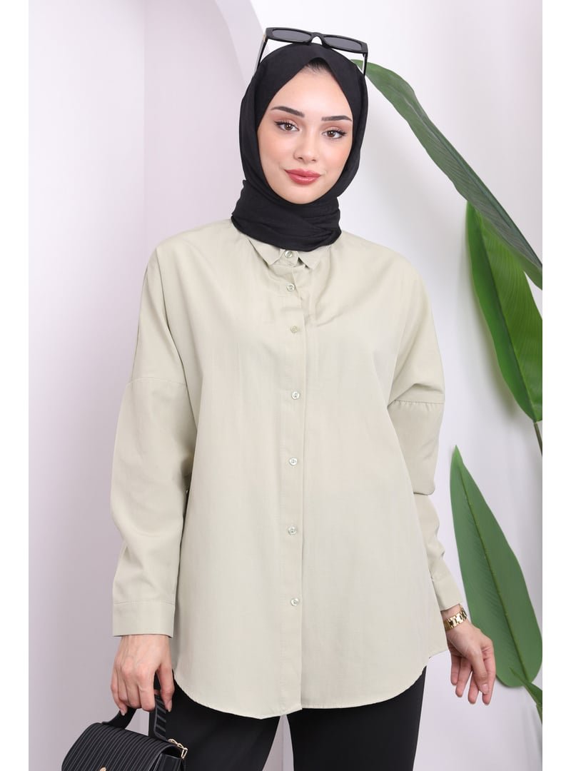 İmaj Butik Açık Haki Salaş Basic Gömlek