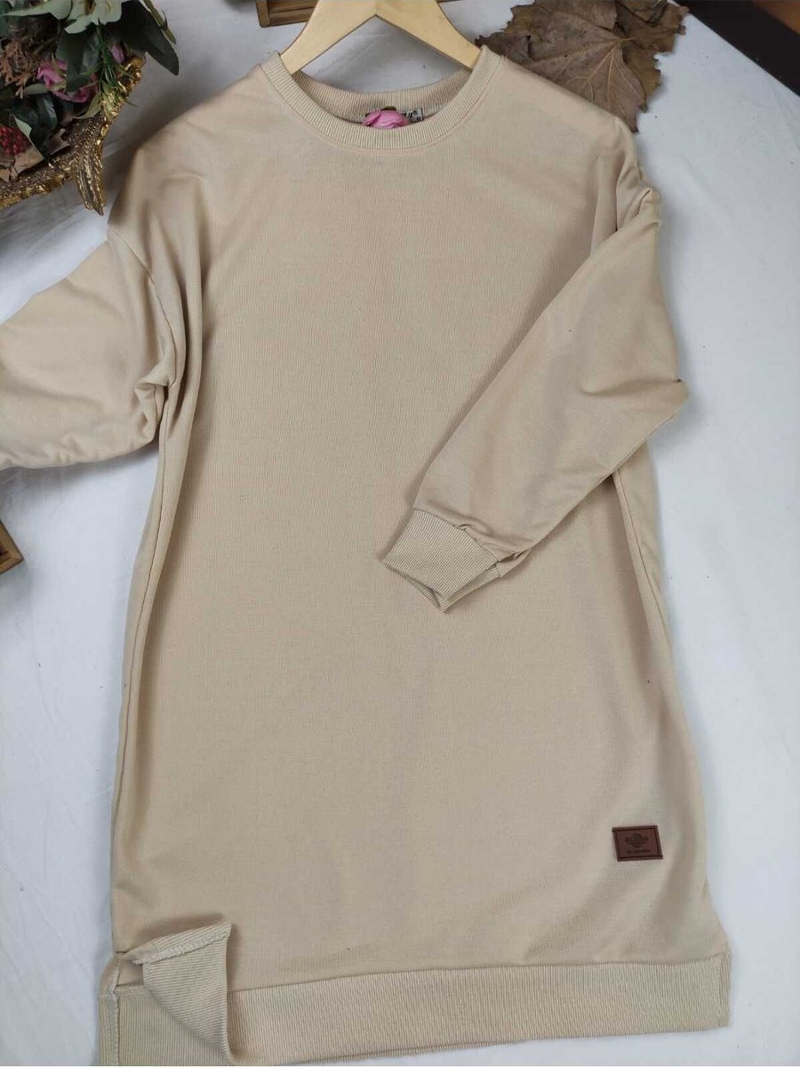 Almina İki İplik Pamuk Penye Tesettür Tunik Sweatshirt