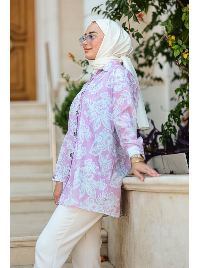 Locco Moda Pembe Dijital Baskılı Gömlek