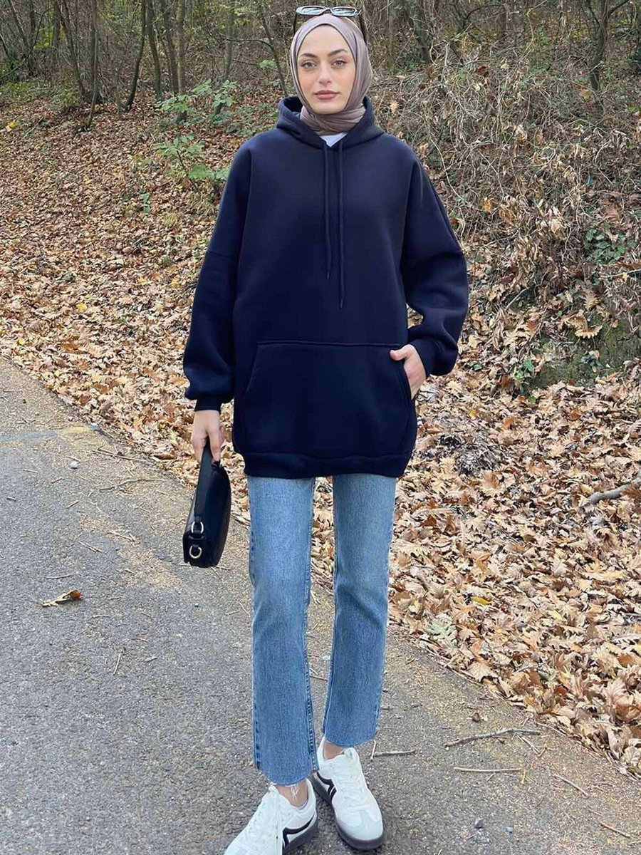 Lamelif Üç İplik Kanguru Cep Sweatshirt