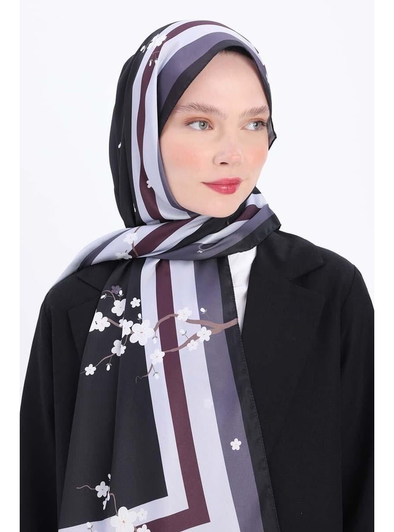 Allday Desenli Twill Şal Siyah Gri