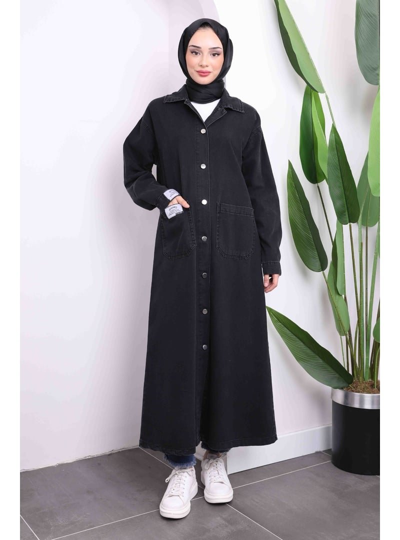 İmaj Butik Antrasit Cepli Düğmeli Kot Kap