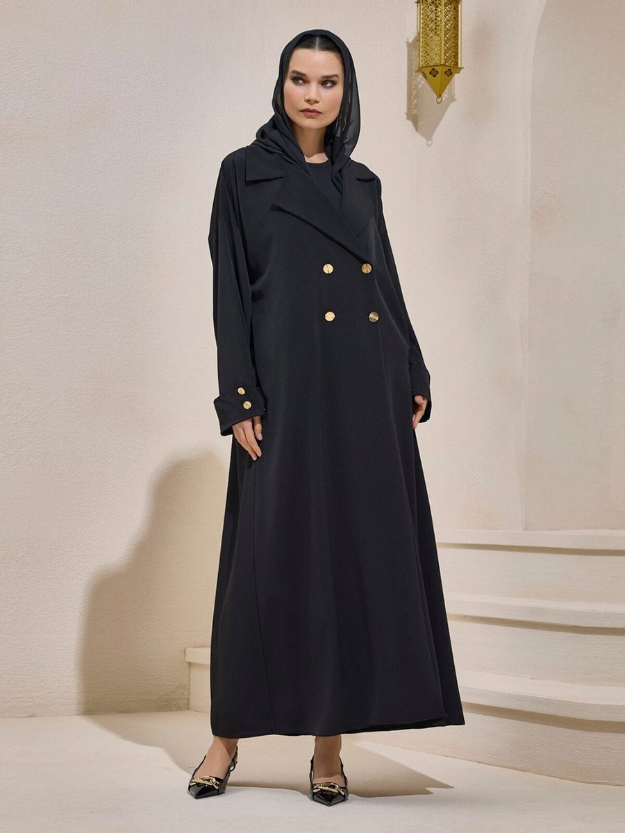 Al Sheıkha Crepe Trench Abaya Siyah Al Sheıkha
