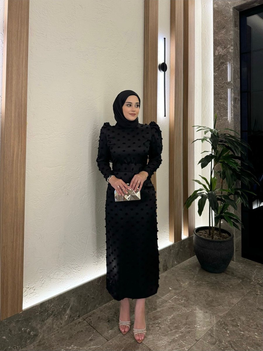 By Atelier Siyah Perla Kalem Abiye Elbise