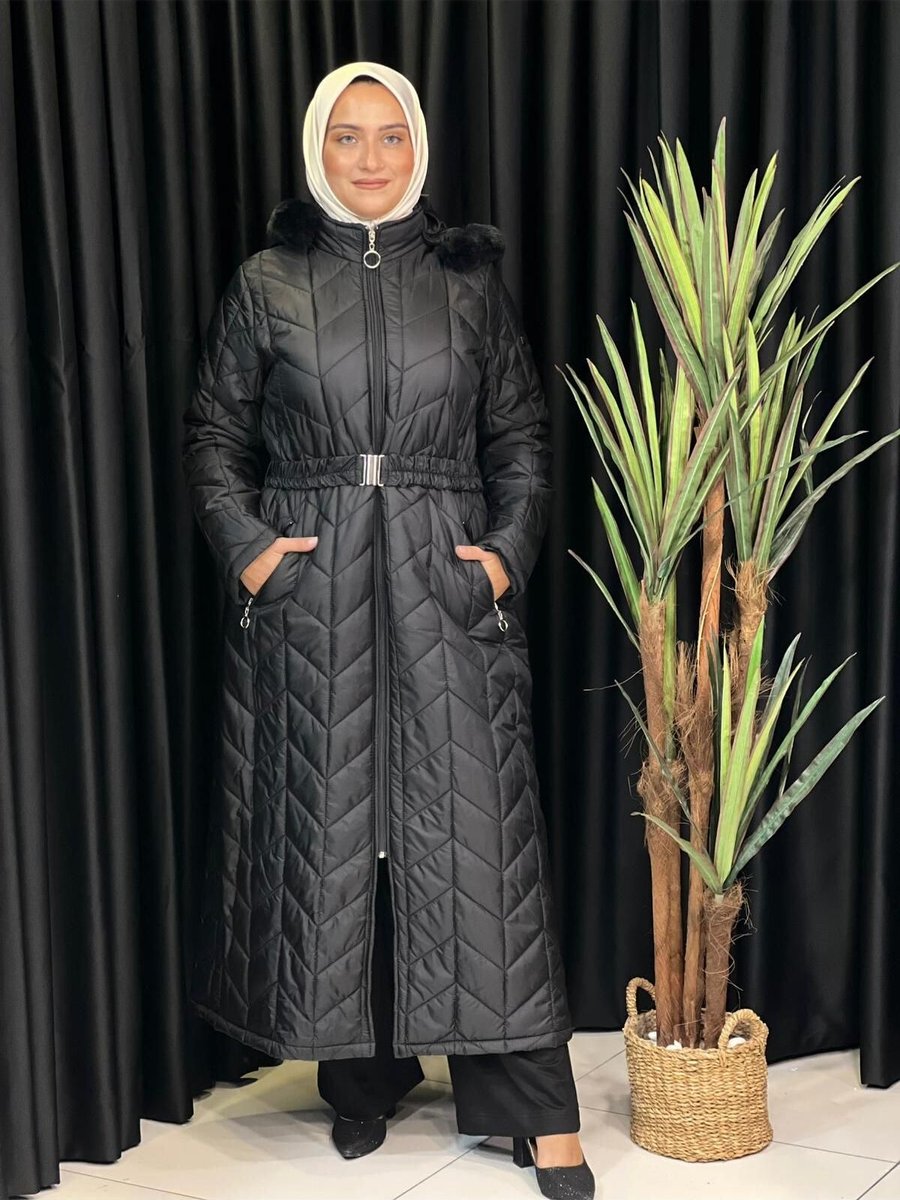 Butik Büyük Beden Şişme Uzun Kaban