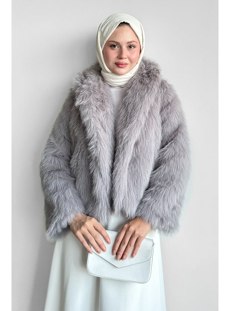 InStyle Astarlı Kısa Gri Kürk