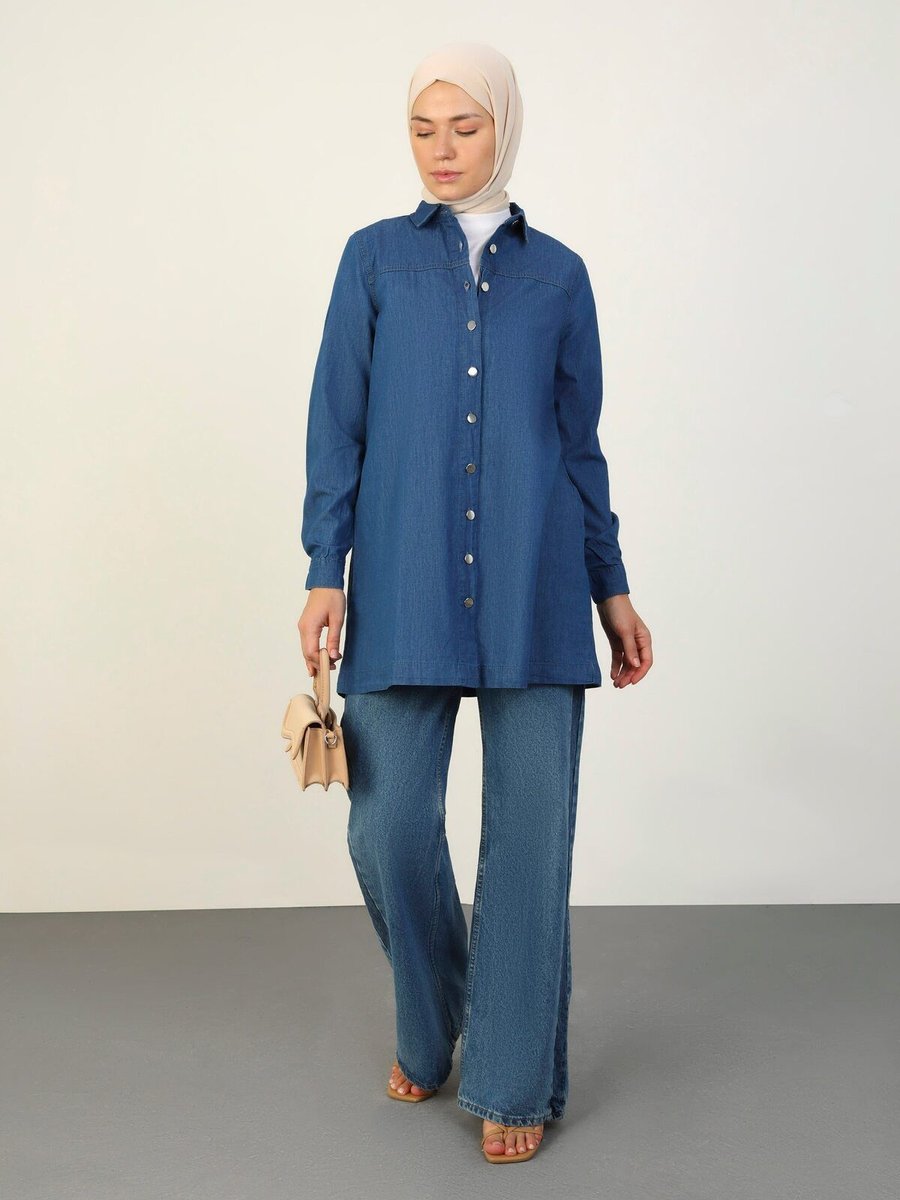 Refka Denim Tunik Mavi