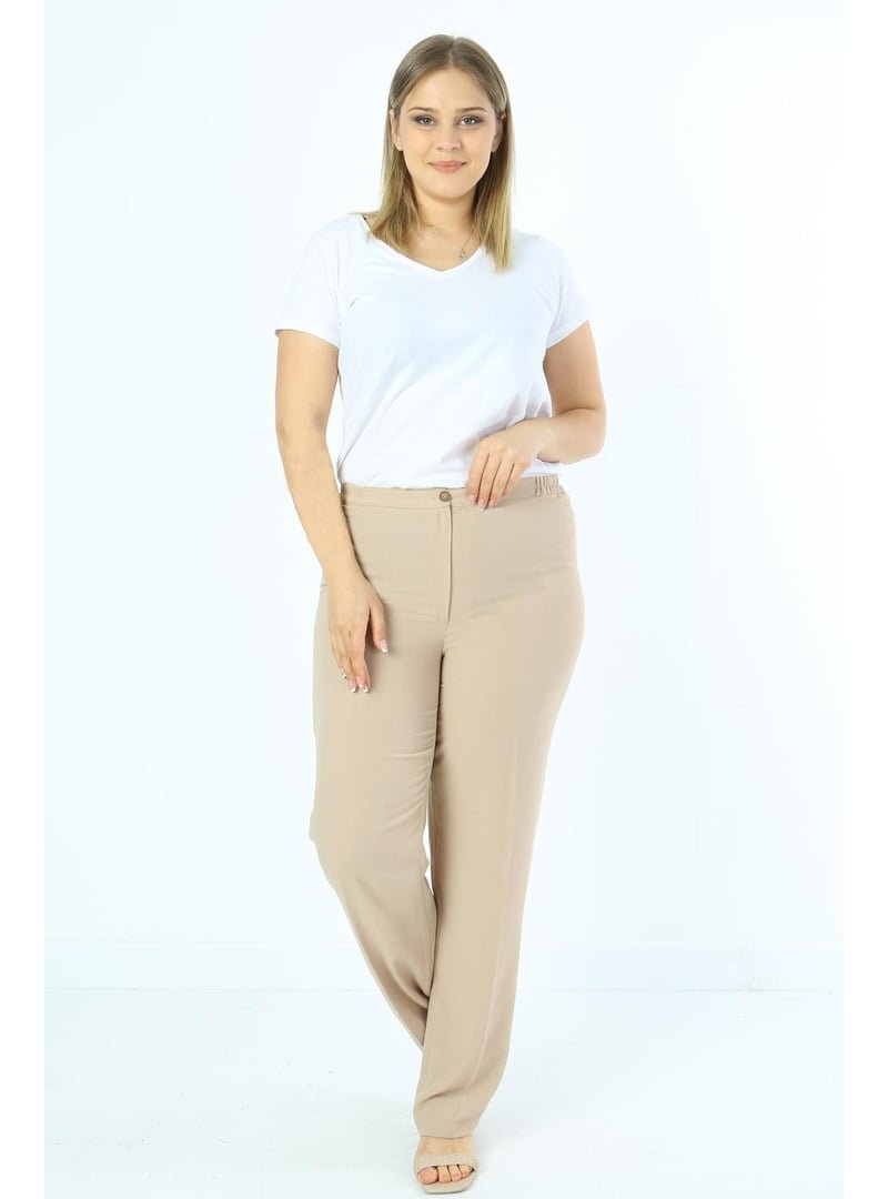 Ladies First Vizon Arıkan Büyük Beden Krep Bol Paça Pantolon