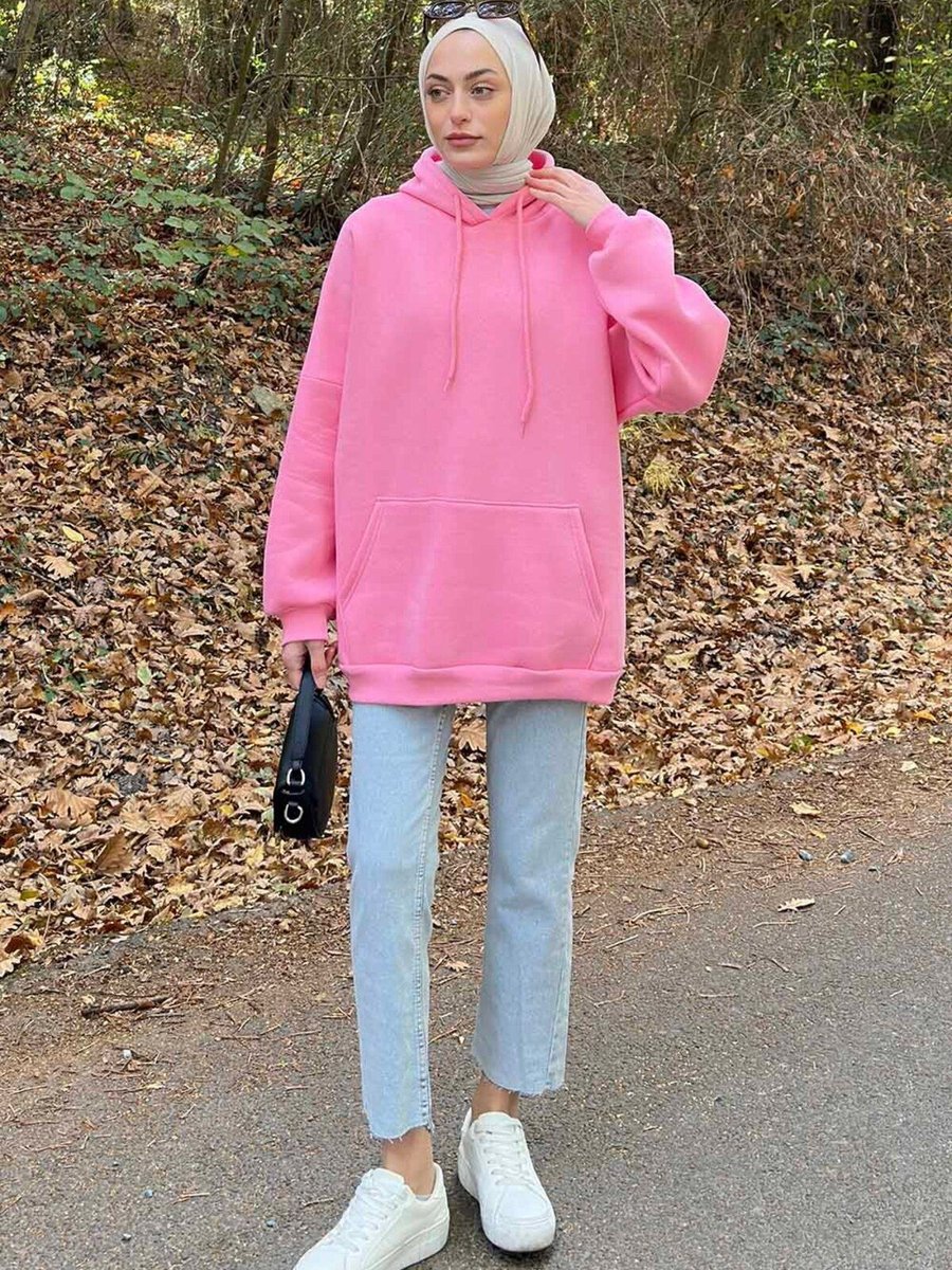Lamelif Üç İplik Kanguru Cep Sweatshirt