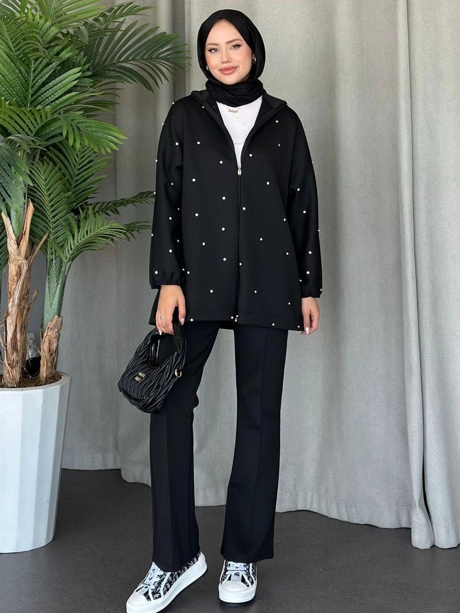Haza Moda Nepa Taşlı Scuba Takım Siyah