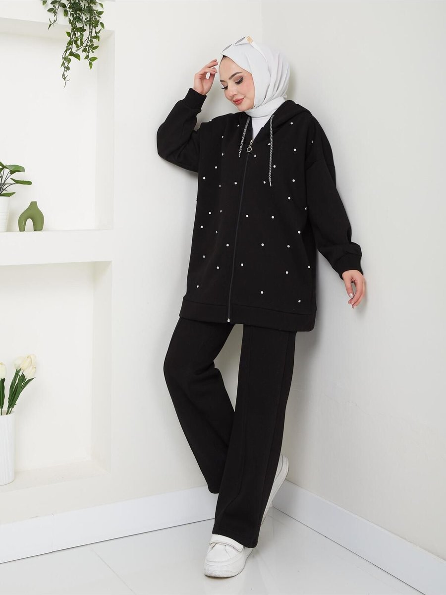 Nevalbutik Taşlı Sweat İkili Takım