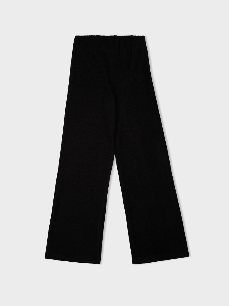 Defacto Relax Fit Beli Lastikli Selanik Kumaş Basic Düz Triko Siyah Pantolon B4311ax24wn