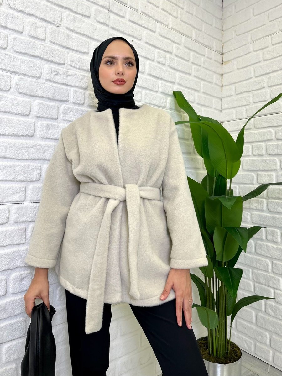 Qbrastore Peluş Ceket Bej