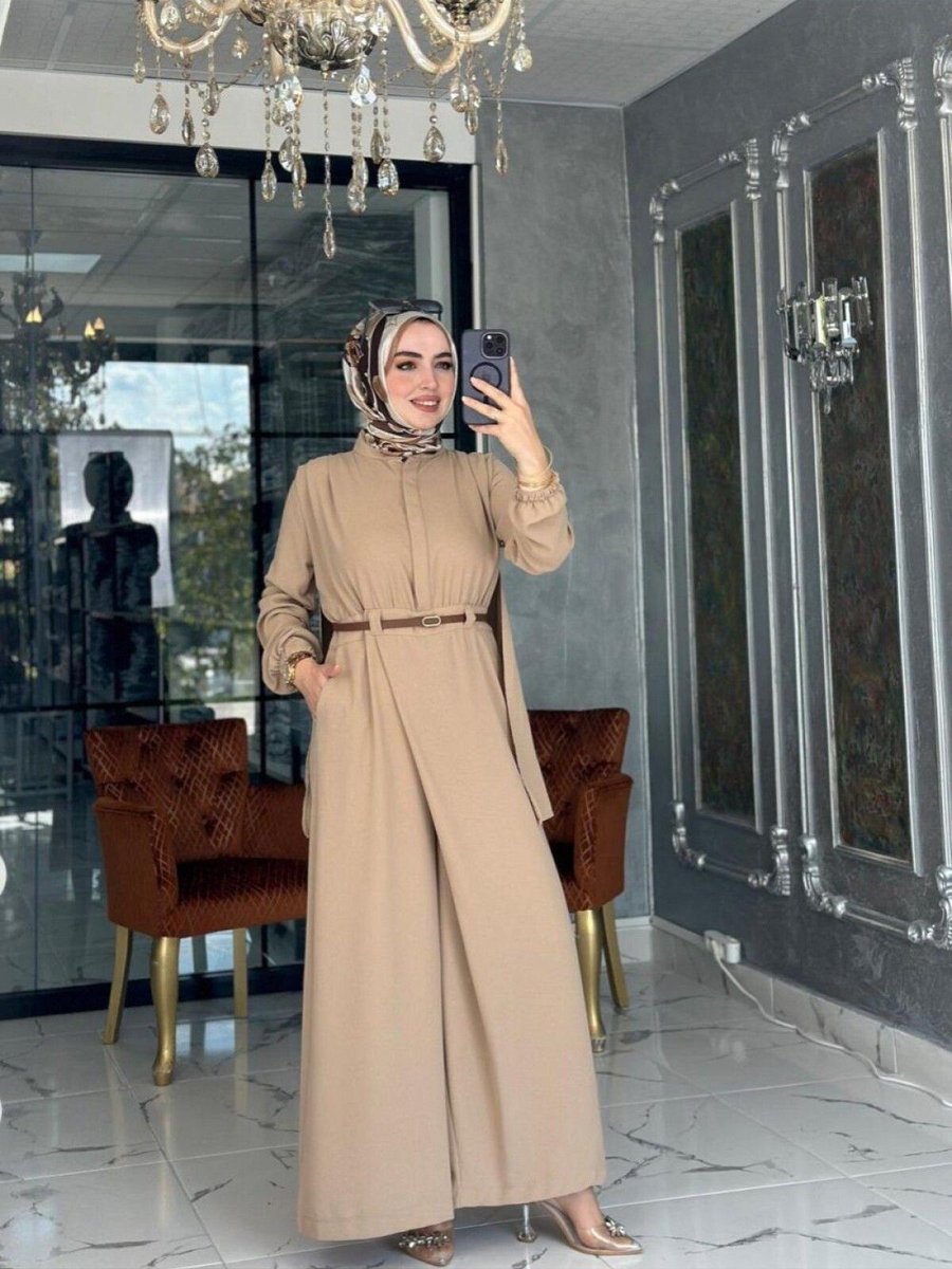 Zümra Tesettür Moda Tasarım Tulum Vizon Beden