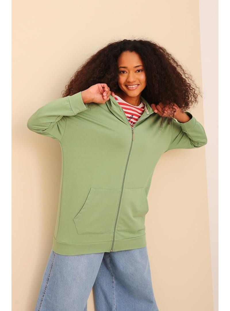 Allday Yeşil Fermuarlı Sweat Hırka