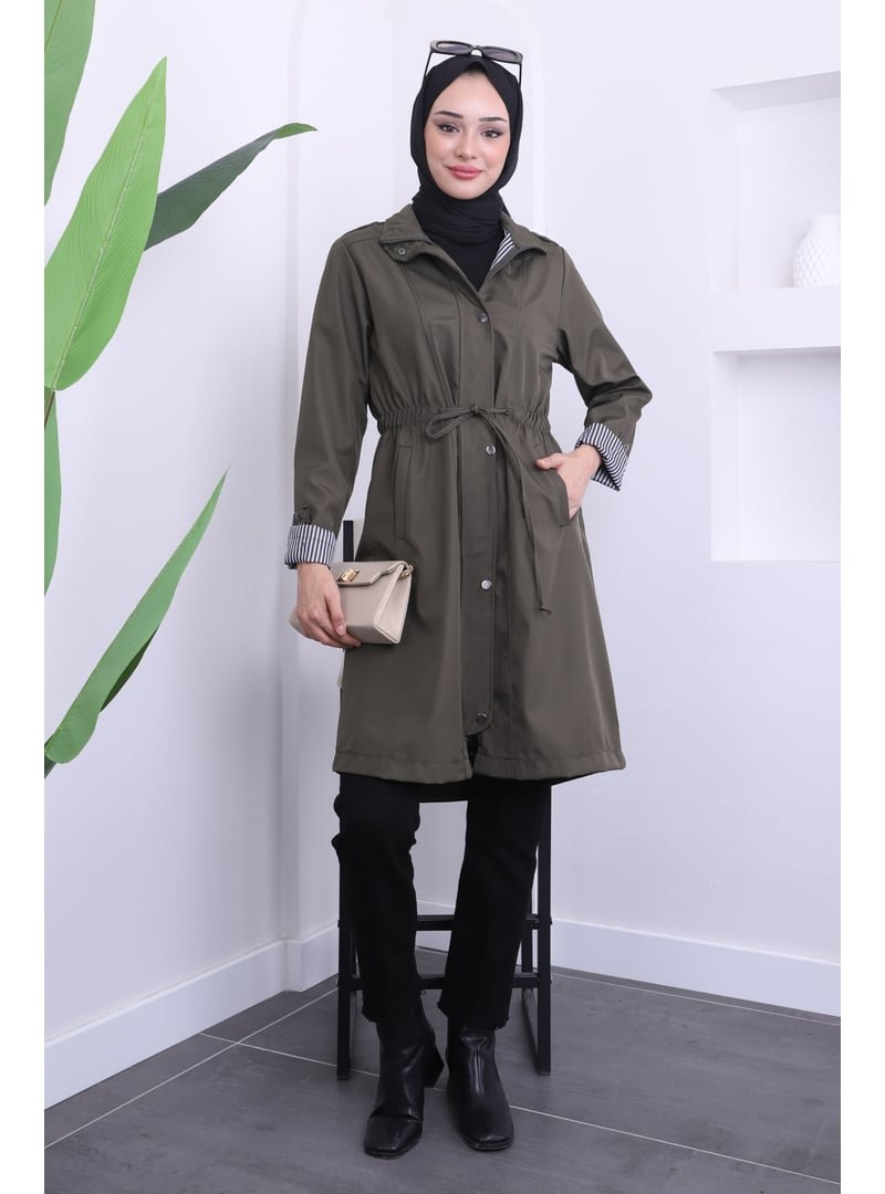 İmaj Butik Haki Bel Büzgülü Trençkot