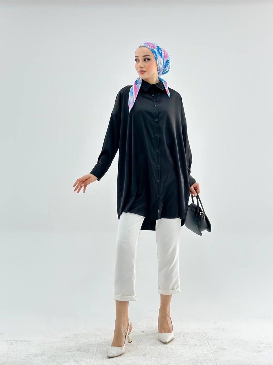 Vıoshıne Oversize Saten Gömlek