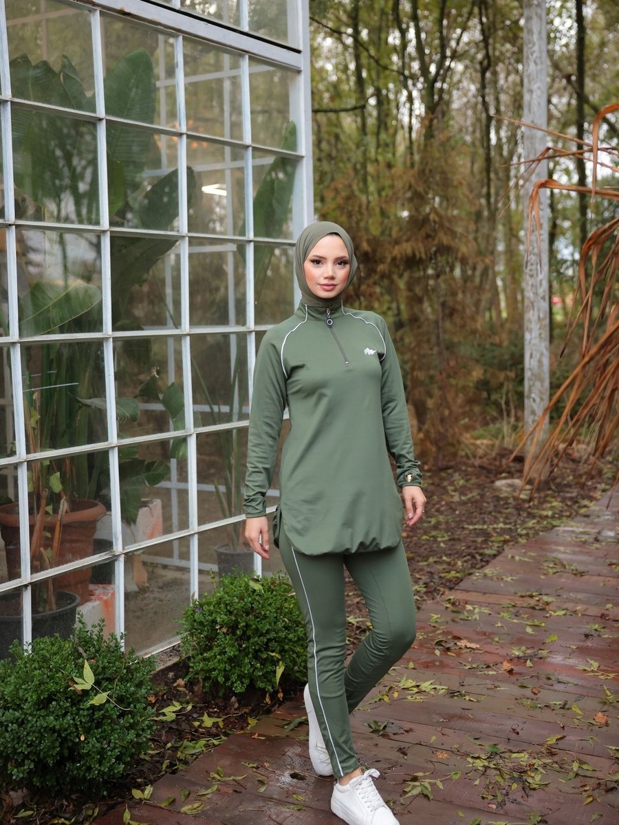 Wovi Moda Dalgıç Kumaş Yarım Patlı Fermuarlı Jogger Eşofman Takımı