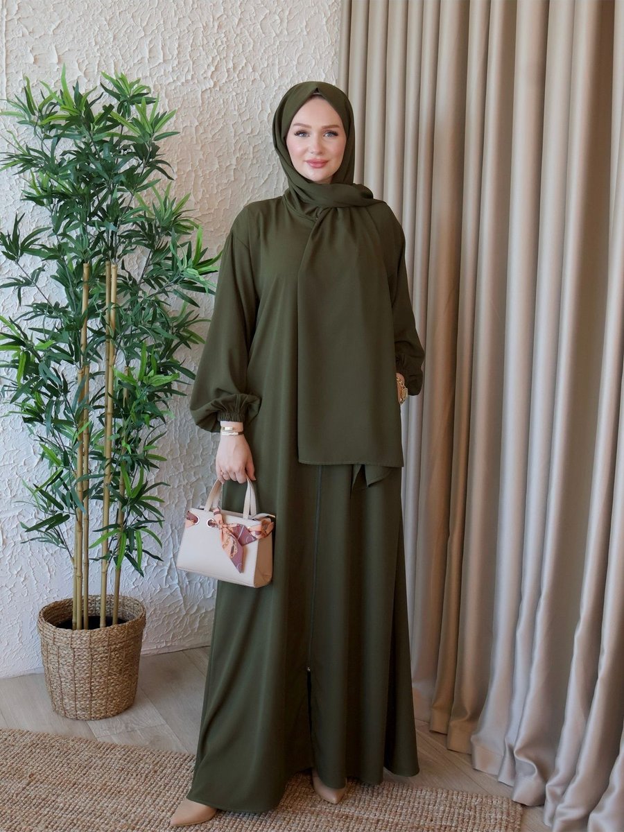 H Hijab Center Medine İpeği Şalı Birleşik Namaz Elbisesi