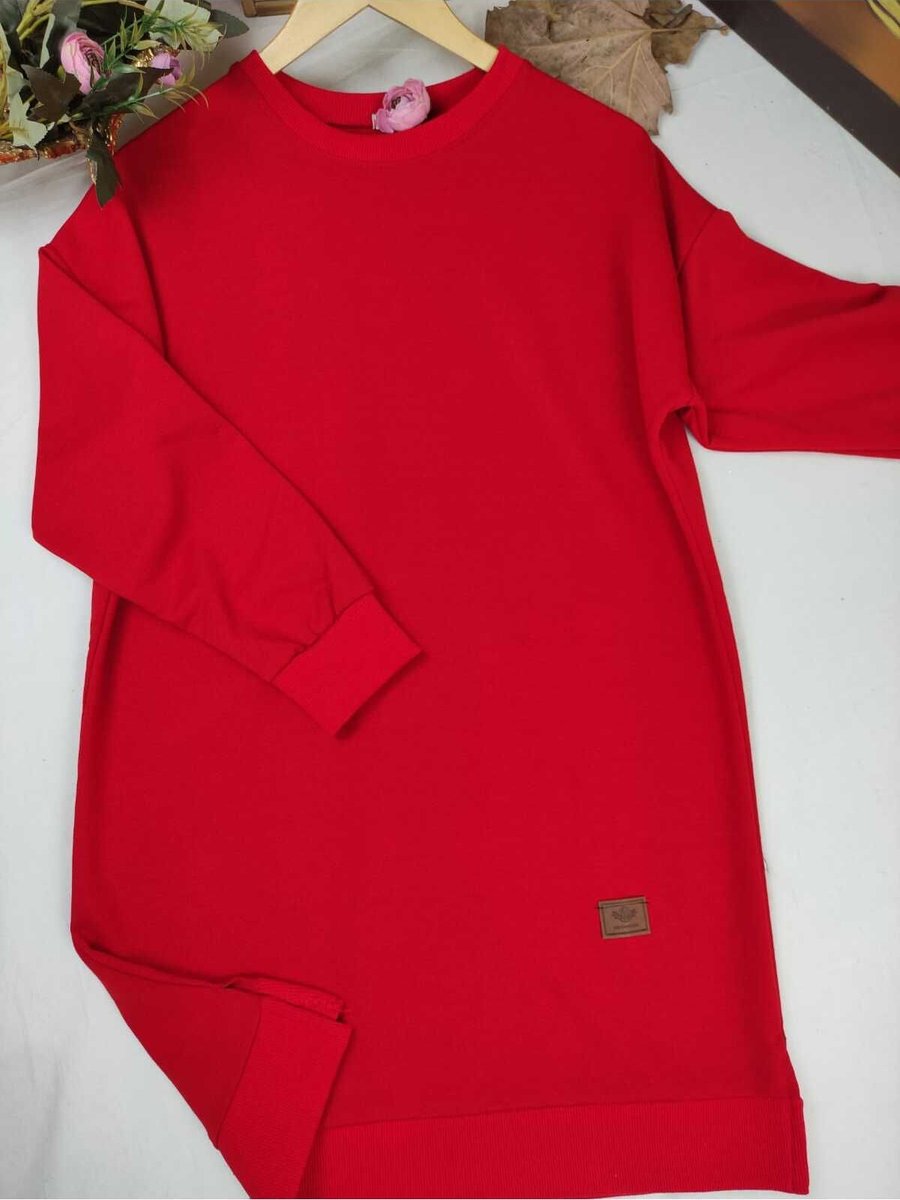 Almina İki İplik Pamuk Penye Tesettür Tunik Sweatshirt