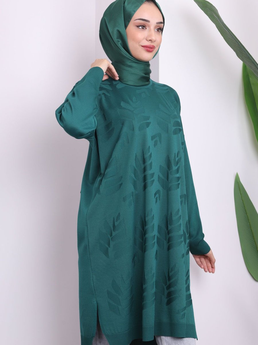 İmajbutik Zümrüt Yeşili Soğuk İplik Merserize Triko Tunik