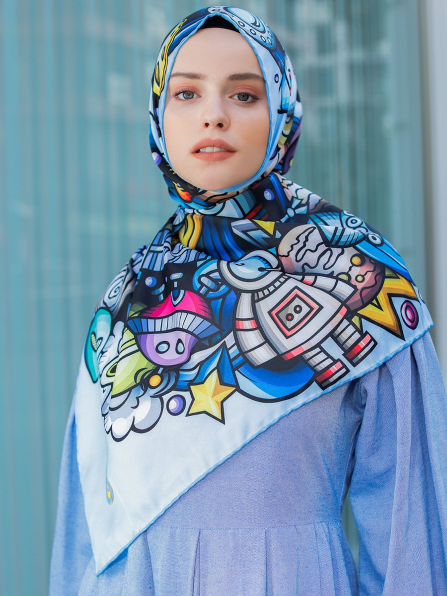 Şalevi Şal Evi Uzay Twill Eşarp Renkli