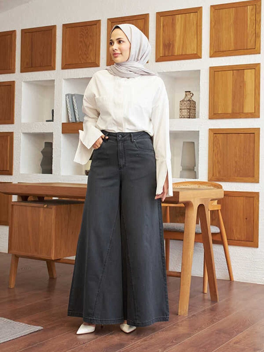 Neways Denim Pantolon Etek Füme
